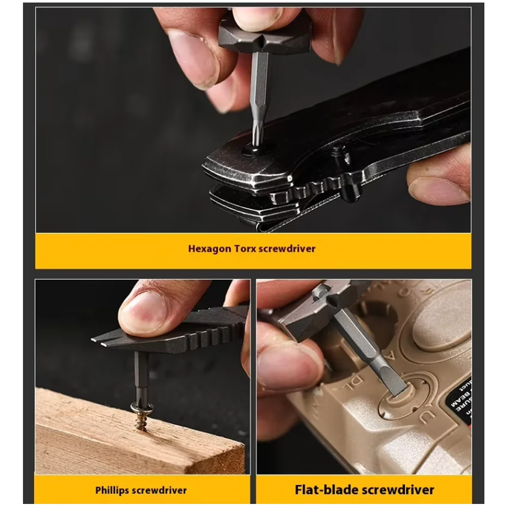 Titanium Alloy Multi-Function Crowbar for Outdoor Tour Bike Regulator Camping Hiking Various Screwdriver Bottle Opener 5