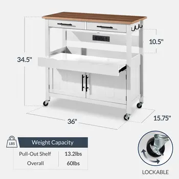 36" Rolling Kitchen Island 1