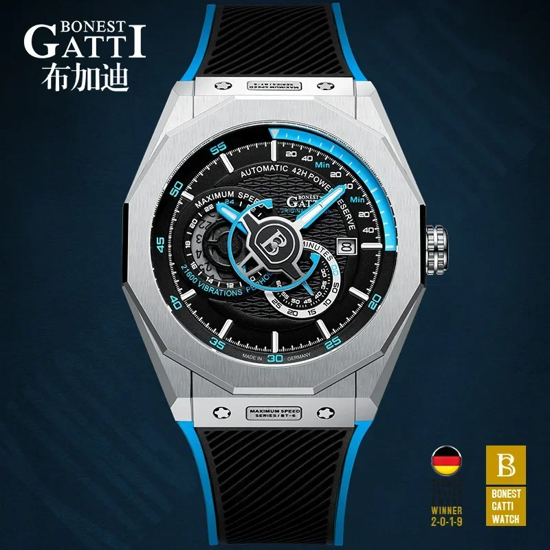 BONEST GATTI Supercar Speed Series Mechanical Watch Powerful Waterproof Luminous Fully Automatic Mechanical Watch