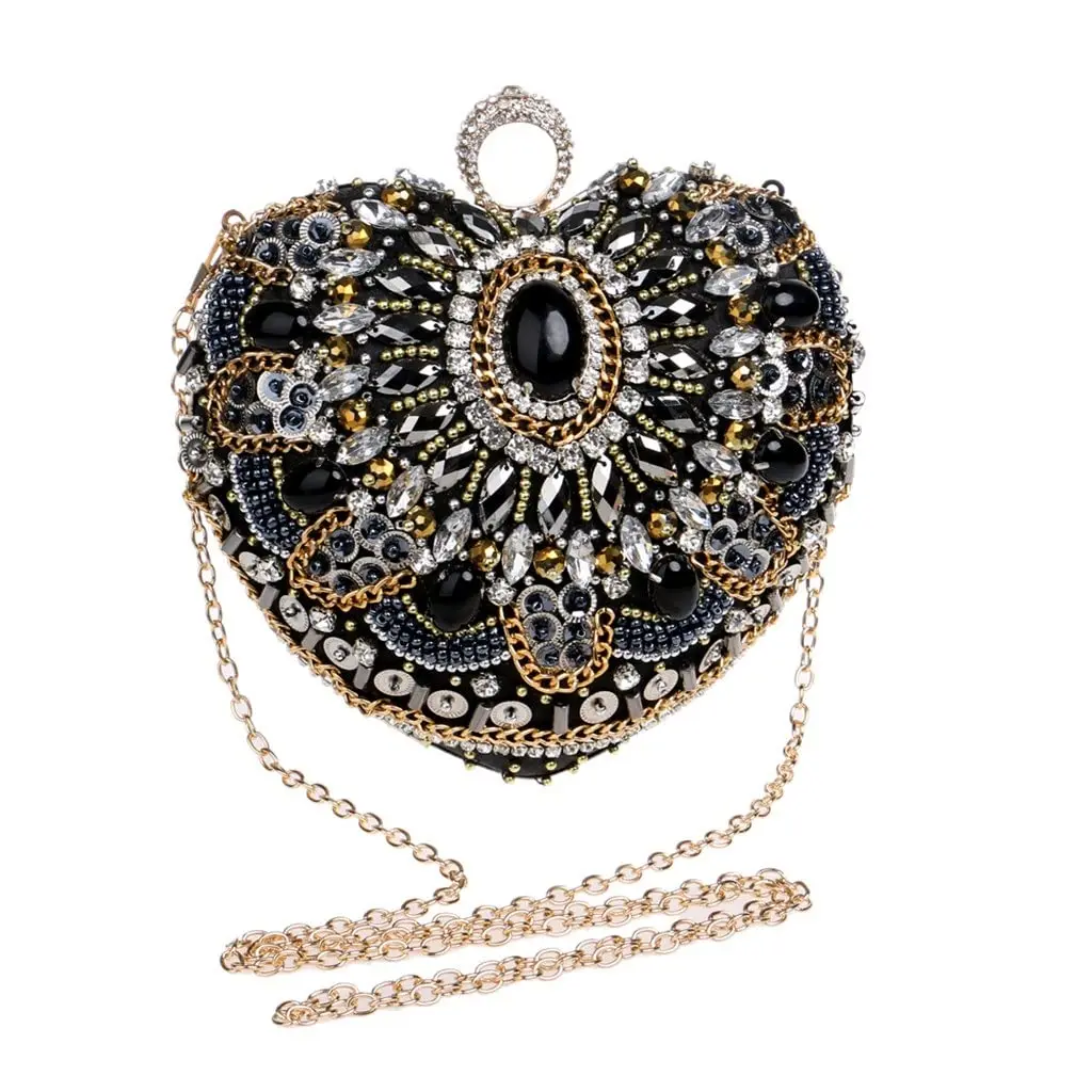 Heart Women Bag Finger Diamonds Purse Clutch Chain Shoulder Emroidery Messenger Bag Rhinestones Weeding crossbody bag women shoulder bag women messenger bag