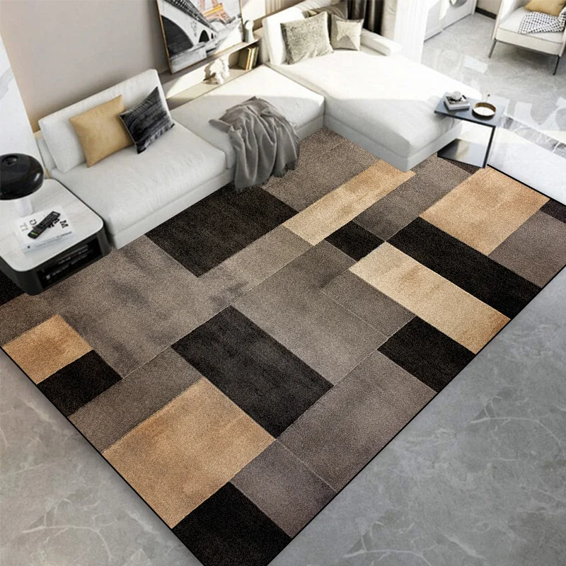 Nordic Black Brown Carpet for Living Room Home Decorations Coffee Table Large Area Plaid Rugs Bedroom Floor Mats Children Carpet 4