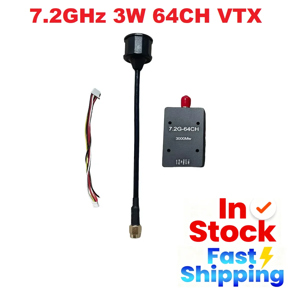Kit complet Émetteur Vidéo 7.2G 3W/5W VTX et récepteur VRX pour drone FPV, avec accessoires