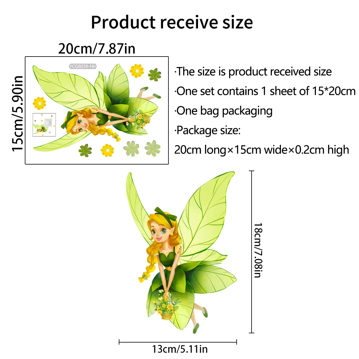 Description Picture 2 of itemFairy Elf Fairy Luminous Wall Stickers for Kids Rooms Girls Room Home Decor Glow In The Dark Fluorescent Light Switch Stickers