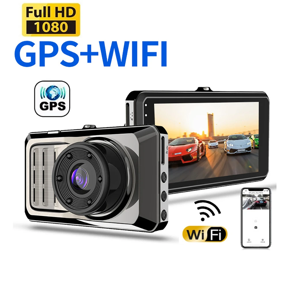 Dash Cam WiFi Full HD 1080P DVR de carro com visão noturna, câmera