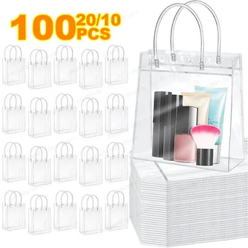 Lot Transparent Soft PVC Gift Tote Packaging Bags with Hand Loop Clear Plastic Handbag Cosmetic Bag  gift bag 1
