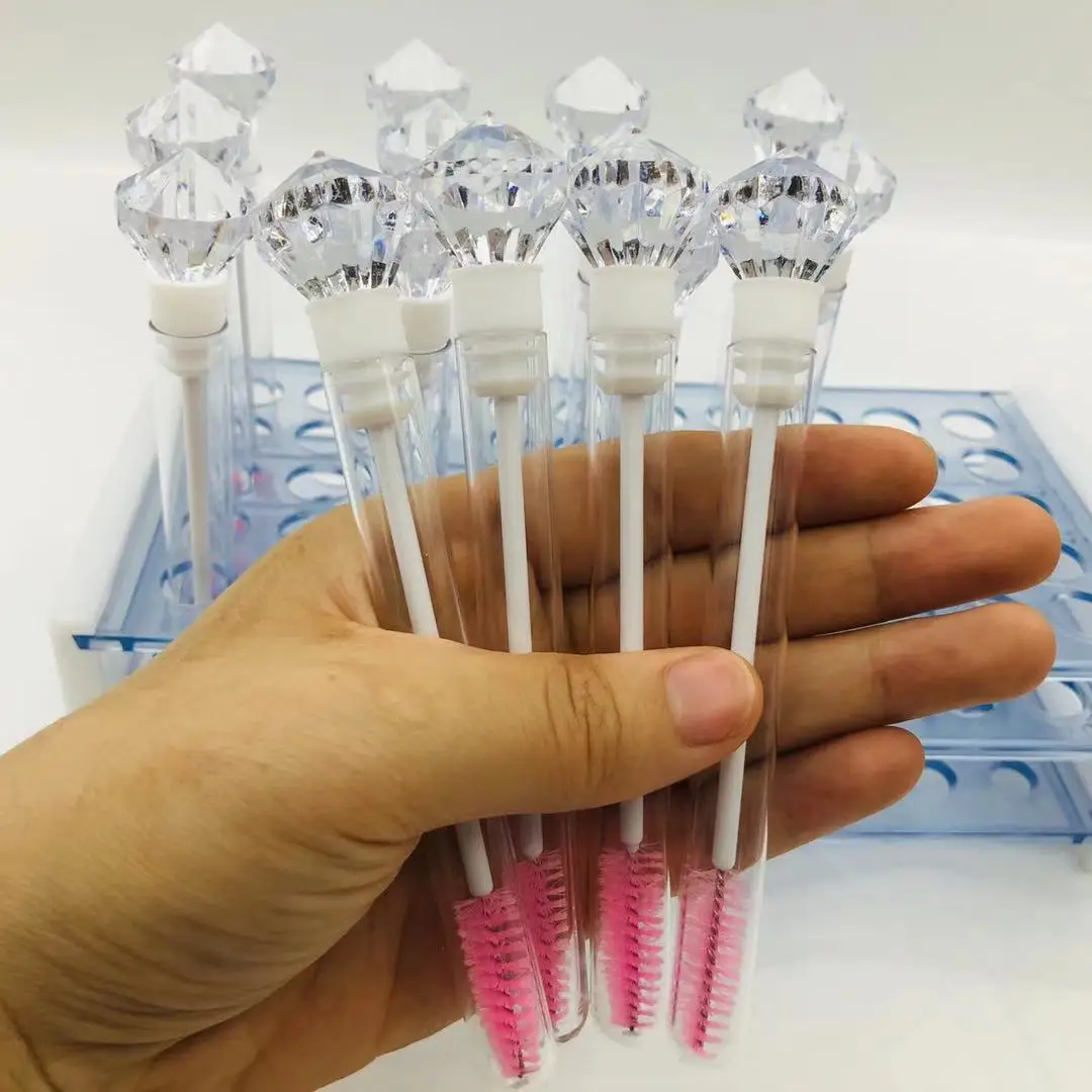 

50pcs Big Diamond Lash Brush Disposable Eyelash Brush Spoolie Mascara Wand In Tube