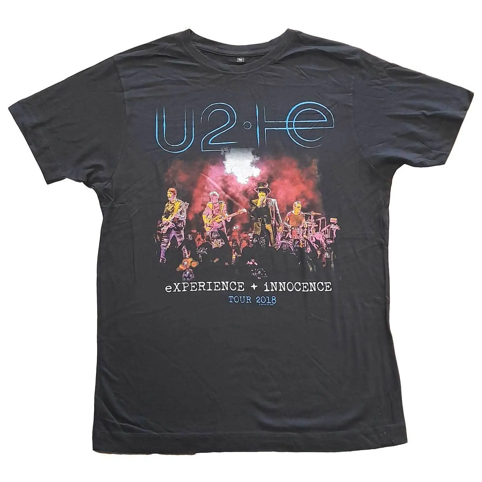U2 - Unisex Franela - Live Foto 2018 (Ex-Tour) -Algodon Negro