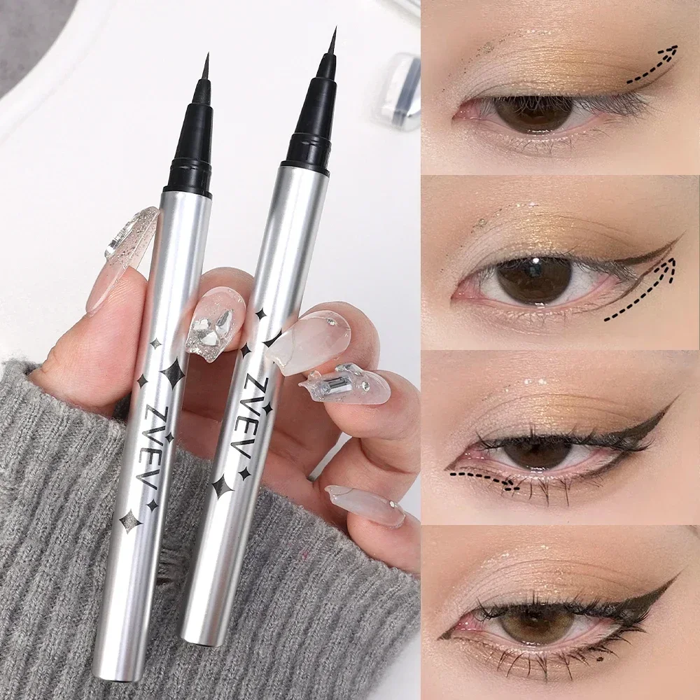 Reusable Eyelash Stamps Pen 2 in 1 Lower Eyelash Seal Tool Quick Dry Black Brown Liquid Eyeliner Pen Simulation Makeup