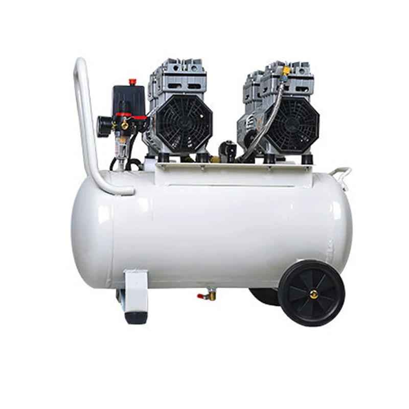 

1PC Small Oil-free Silent Air Compressor Machine 50L Double Intake Dental Laboratory Mobile Air Compressor Machine 220V