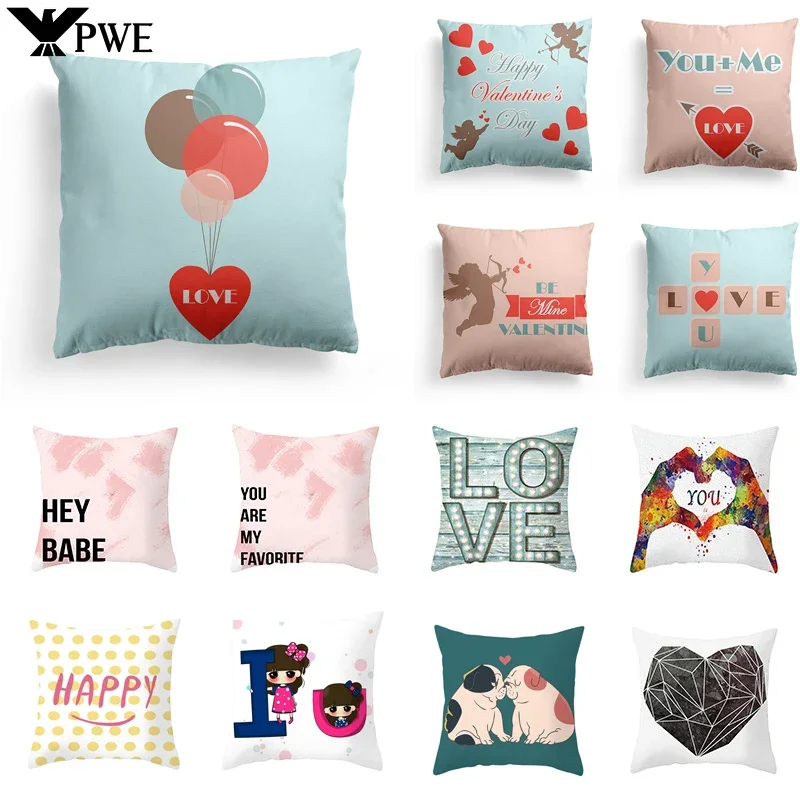 

Romantic Balloon Pillowcase Lovers Couple Pillow Cartoon Pattern Case Sofa Short Pillow Cover Pillowcase Soft Home Decor