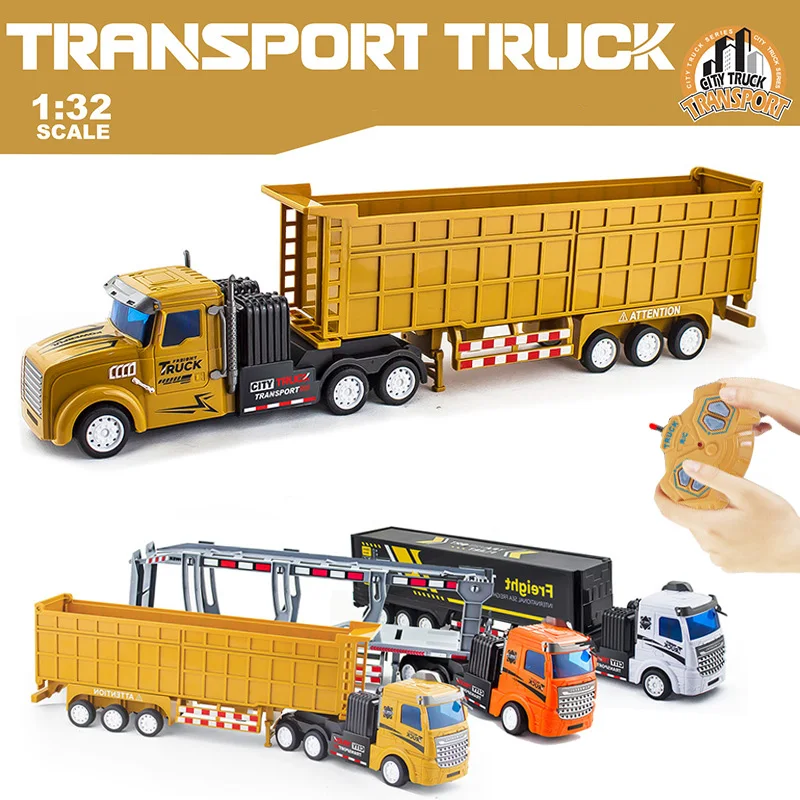 RC Cars RC Trucks RC Construction Toy RC Cars Dump Truck Transporter Engineering Vehicle Model Yellow Blue Color Vehicle Remote Control Toys 1:48 Boy toy Gift