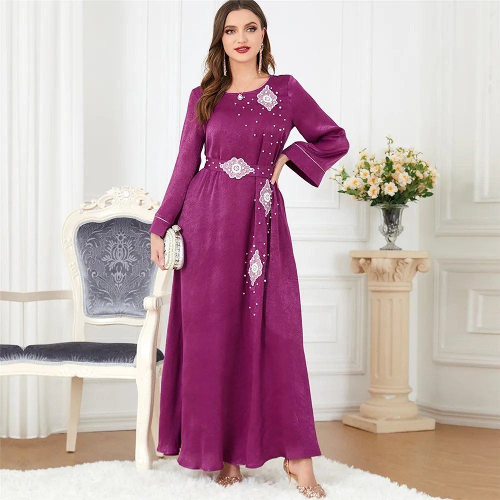 

Новые бусины Abaya Дубай, Турция Kaftan женское мусульманское вечернее женское платье Eid Рамадан мусульманская одежда арабское платье Caftan наряд Abayas