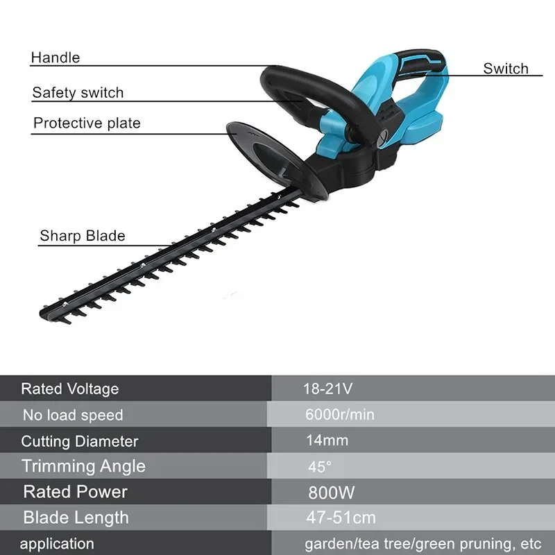 21V Cordless Hedge Trimmer Household Garden Trimmer Pruning Saw Lawn Mower Electric Hedge Trimmer Garden Tool 3