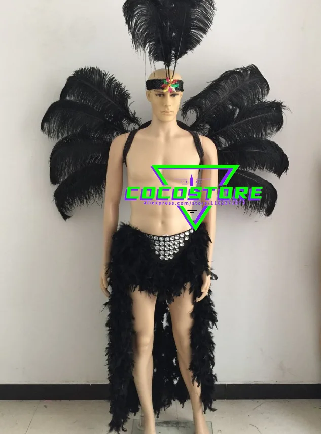 Samba Costume Carnival Brazilian Dancer Ostrich Hair Stage Show Feather Dance  Costumes Opening Ceremony Performance Clothes Set