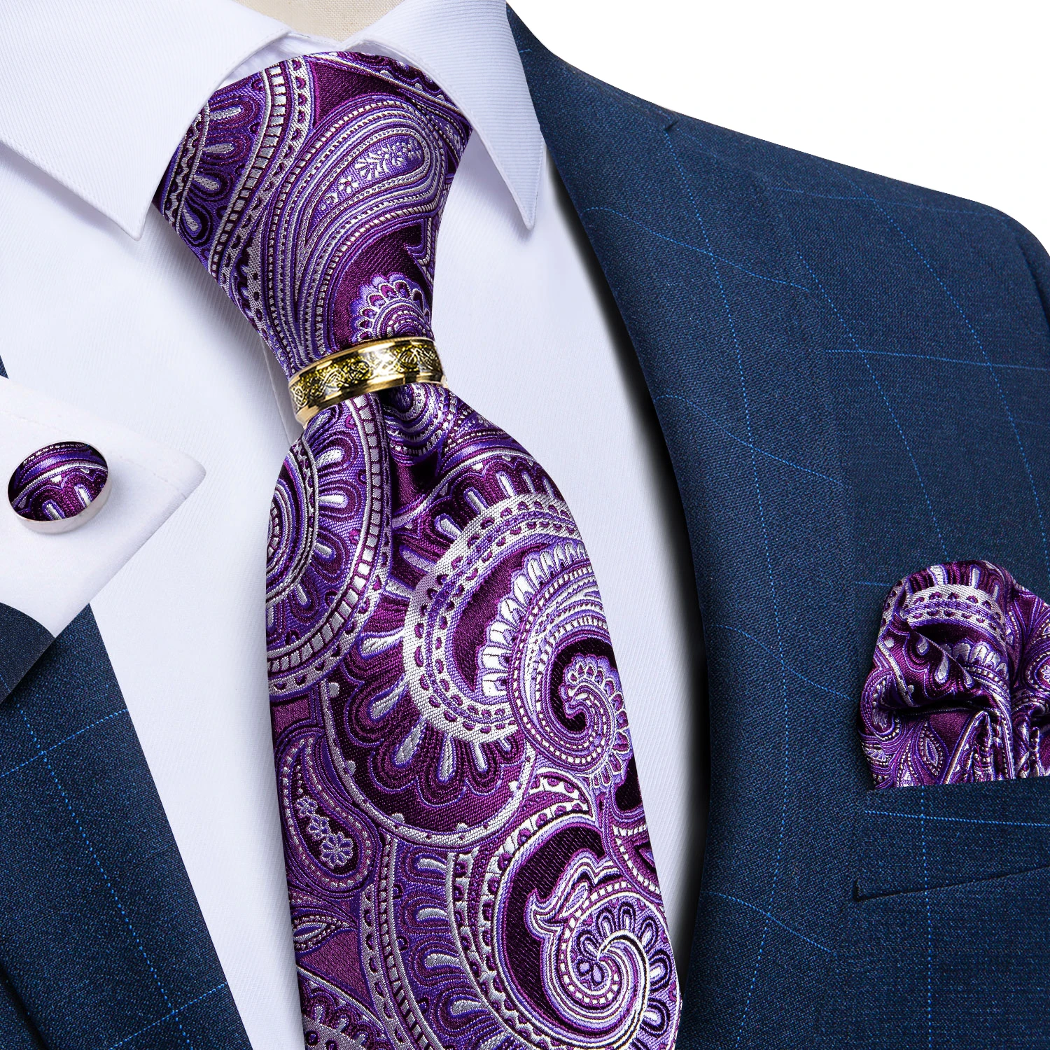 Viola Milano - Cravatta in Seta con Motivo Floreale - Bianco - Handmade