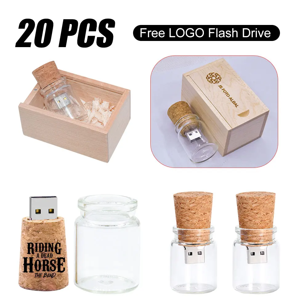 

20pcs USB 2.0 Glass drift bottle with Cork USB 2.0 Flash Drive glass bottle pendrive 4GB 8GB 16GB 32GB 64GB Custom LOGO Udisk