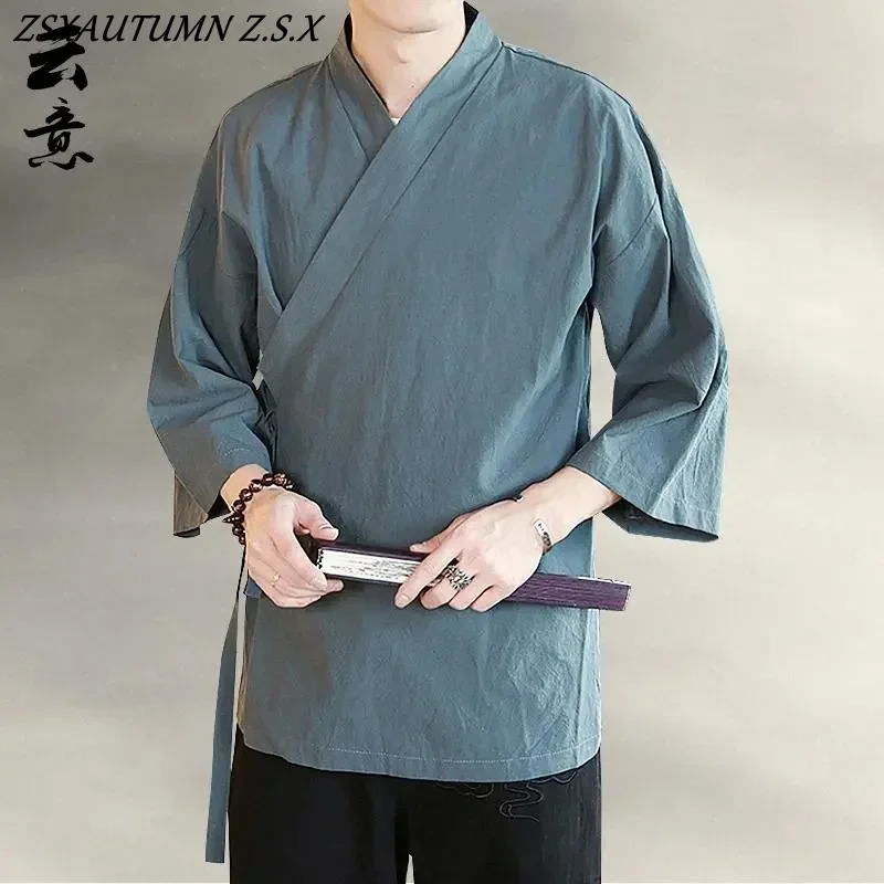 Men Chinese Style Shirt Traditional Chinese Style Hanfu Tops Men Shirt