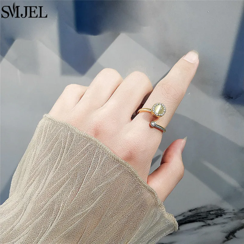 SMJEL Fidget Spinner Ring Anxiety for Women Crystal Flower Bee