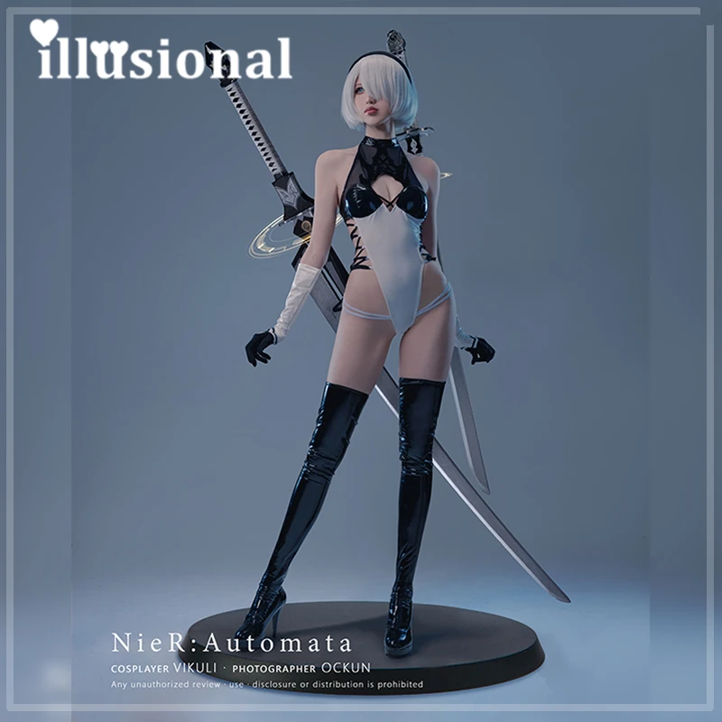 

illusional NieR:Automata 2B Cosplay YoRHa No. 2 Type B Sexy Jumpsuit Costume Women Halloween Costume