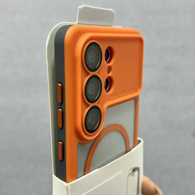 Magnetic Acrylic Matte Shockproof Phone Cover with Wireless Charging Compatibility