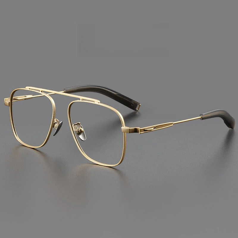 FIRADA Fashion Plus Size Eyeglasses Vintage Square Pure Titanium Eyewear Luxury Optical Prescription Glasses Frame Men LSA105-C