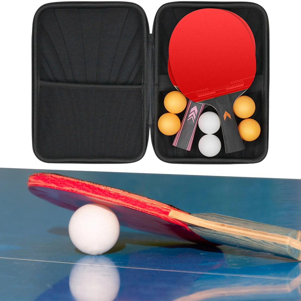 Ping Pong Paddles Case Hard Shell Ping Pong Racket Paddle Cover Bag EVA Square Shaped Waterproof for 2 Paddles & Multiple Balls