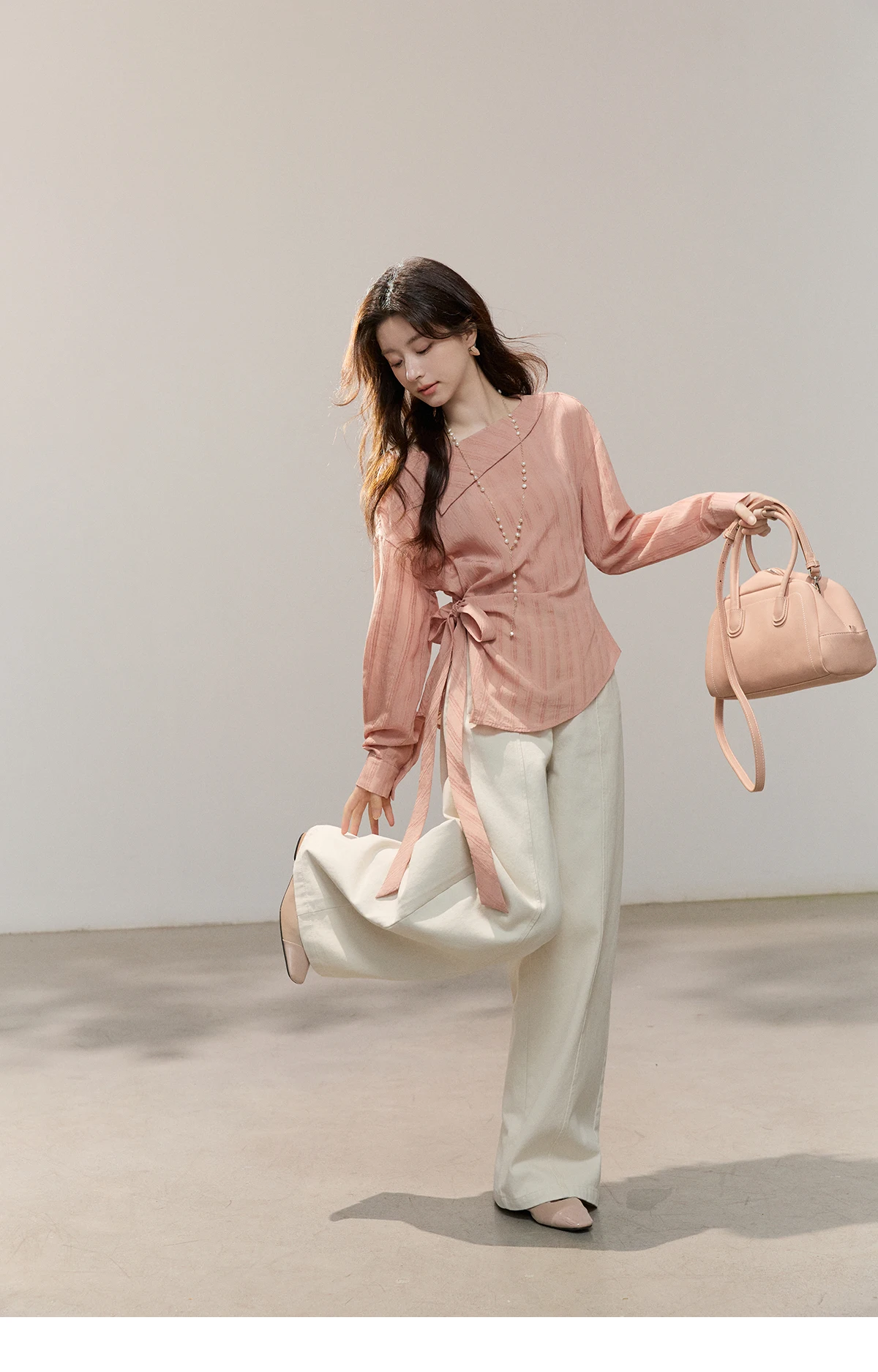 MISHOW Women's High Waist Straight Pants 2026 Spring 100 Cotton Seam Detail Trousers Casual Loose Wide Leg Pants MXF14K1208