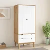 Wardrobe 30.1 "x20.9" x67.7 "solid wood pine, easy to assemble: bedroom handrails and wardrobe 1