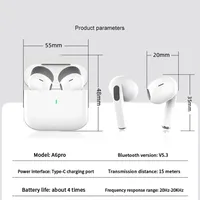 Nouveaux écouteurs sans fil Bluetooth Air Pro, son HiFi, faible latence, réduction de bruit ANC, écouteurs pour iPhone Android 6