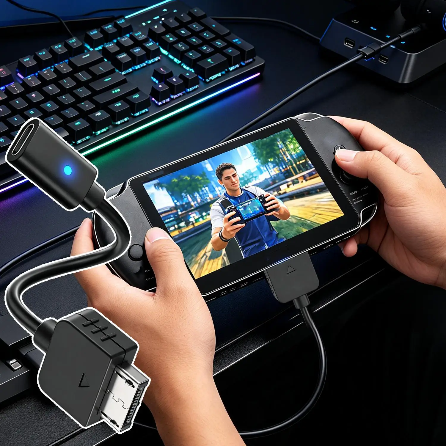 플레이스테이션 Ps Vita 1000 게임 콘솔 충전기 어댑터용 Type-C 충전 데이터 케이블 Ps PCH-1000용 TypeC Led 변환 코드