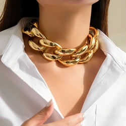 Bold Chunky Chain Choker Necklace for Women - Trendy Statement Fashion Jewelry Accessory (Gold Color)