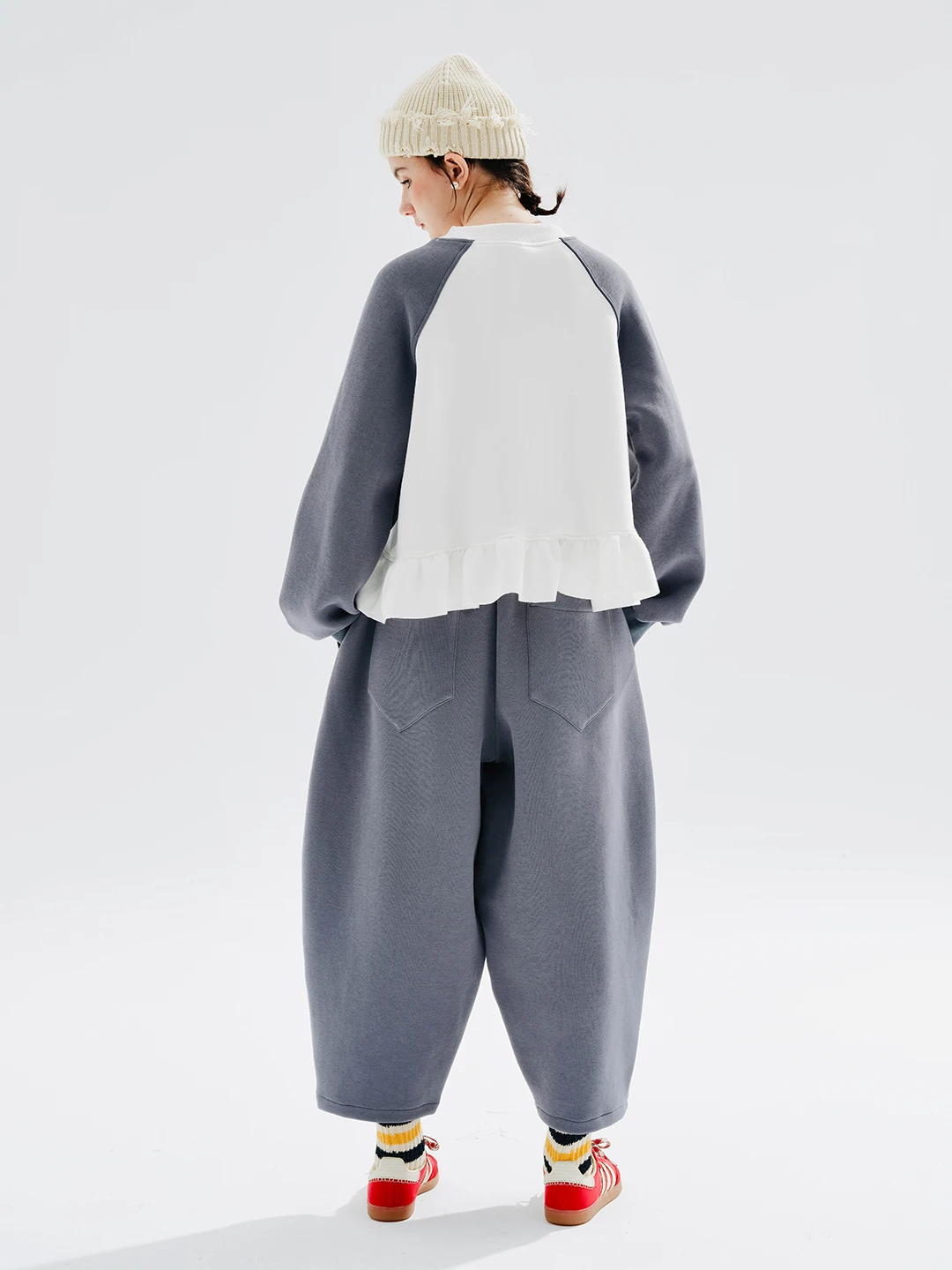 imakokoni 2023 new original air layer thigh radish pants gray sweatpants female Spring and Autumn 234283