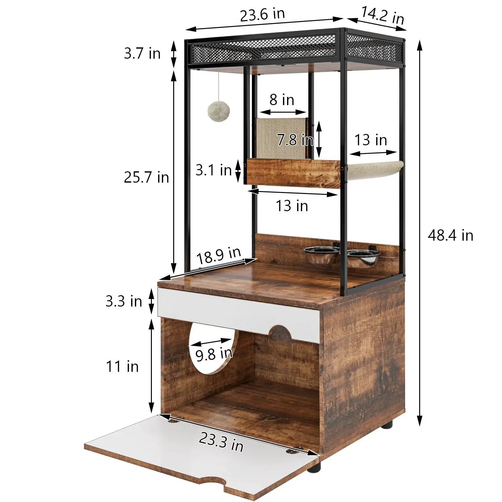 Cat Litter Box Enclosures with Cat Tree Tower, Furniture ,Cat Cabinet