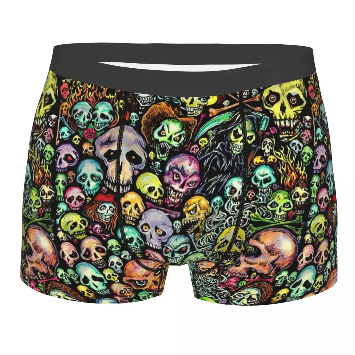 

Custom Horror Skeleton Skull Boxers Shorts Mens Halloween Macabre Art Briefs Underwear Sexy Underpants