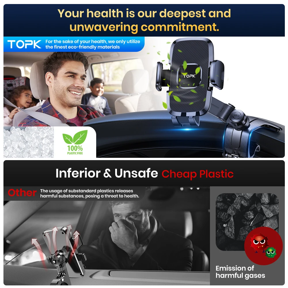 TOPK Auto-Handyhalterung Universelle Armaturenbrett-Clip-Halterung Mobiltelefon-Halterung Auto-Handyhalterung für Alle iPhones – Detail 7