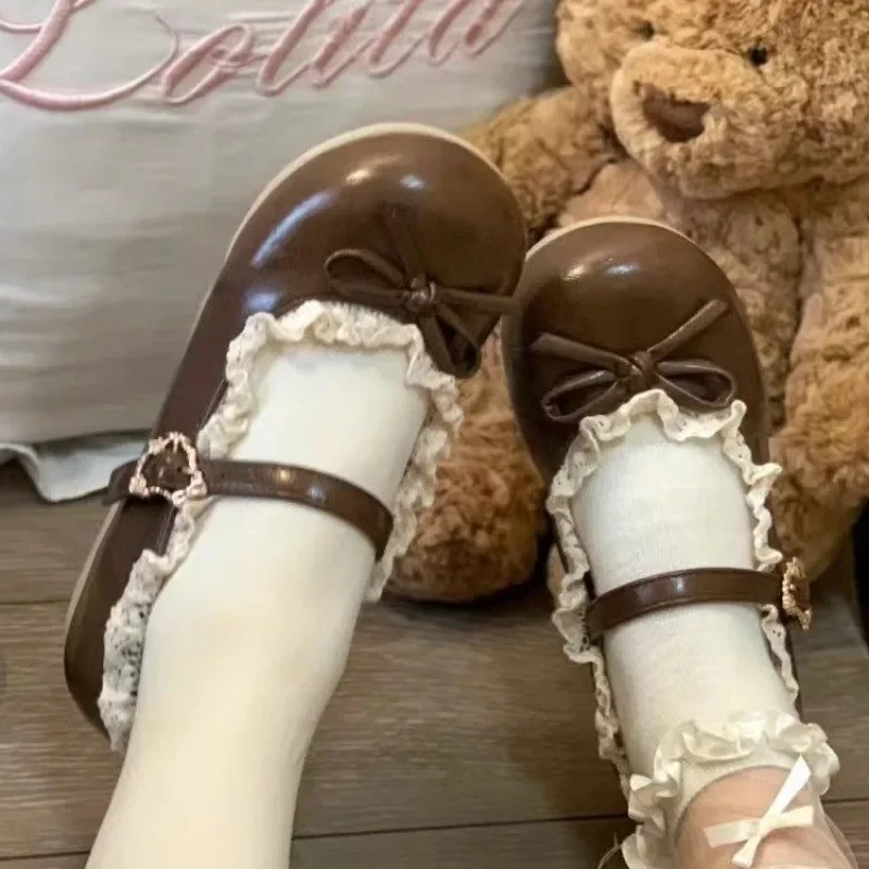 Chaussures coréennes à nœud papillon pour femmes, chaussures douces à bout rond, robe d'infirmière papillon 2025, chaussures plates confortables à fleurs avec nœud papillon pour femmes - AliExpress