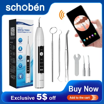 Schoben 초음파 치아 클리너 카메라 포함, 시각적 전기 치과 스케일러, 치석 제거기, 치아 세척기, 치석 제거기