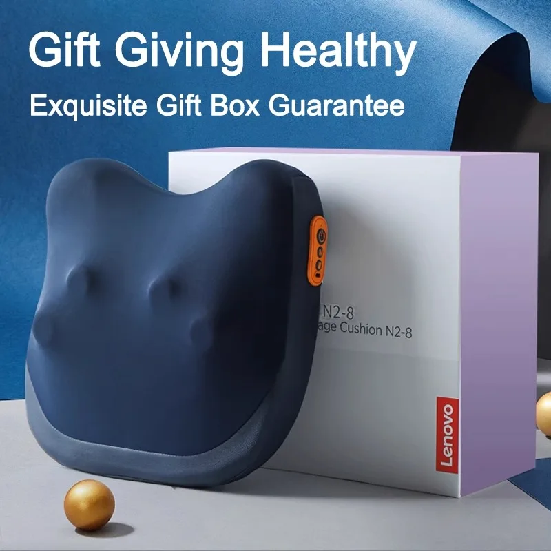 Lenovo Massage Pillow Red Light Heating Whole Body Usable Multifunctional Neck Back Head Massager for Car Home Use Gift Box