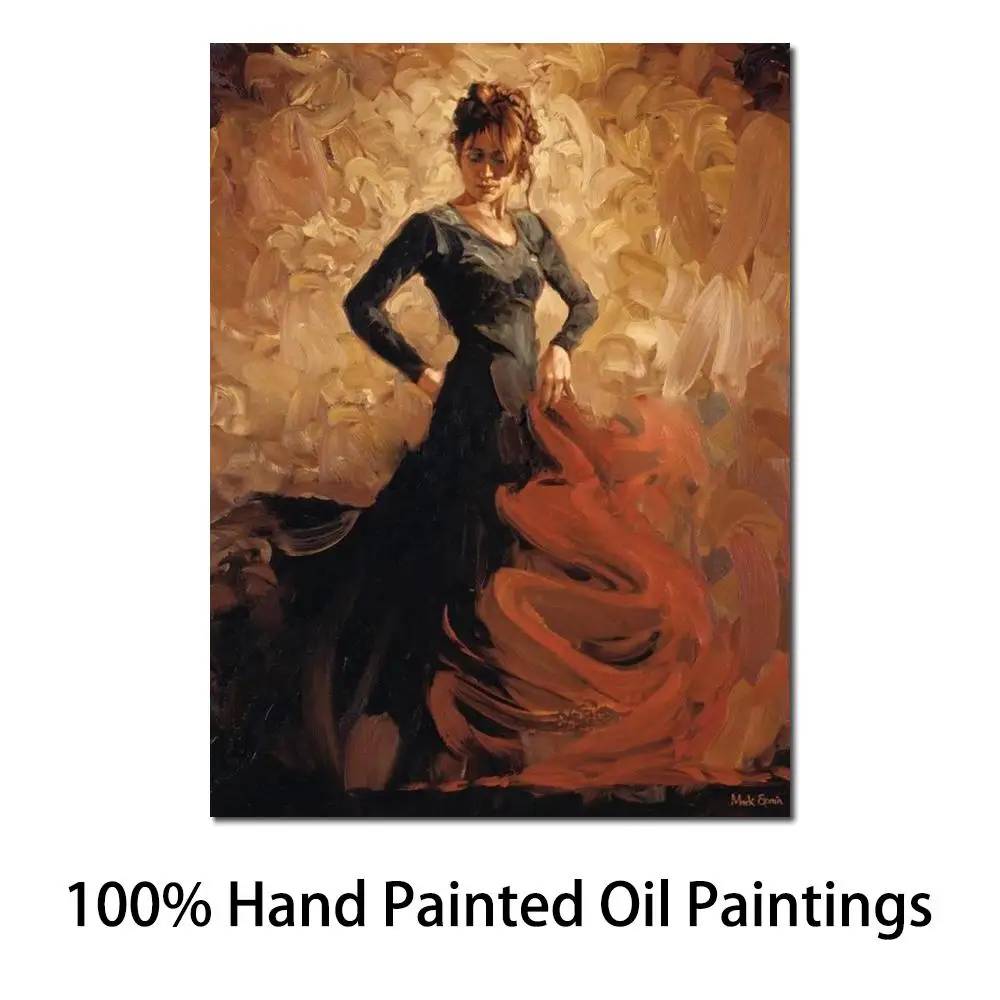 

Portrait Paintings of Woman Modern Pictures for Living Room Flamenco Dancer Hand-Painted Canvas Art