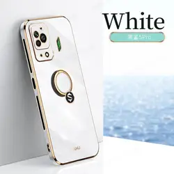 6D Plating Soft Silicone Shockproof Case with Ring Holder and Electroplated Cover for Black Shark 4 (White)