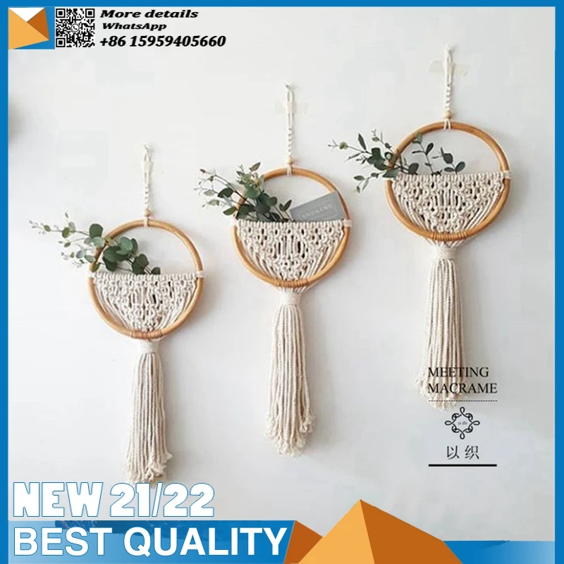 Macrame Wall Hanging Nordic Ins Door Decoration Home Background Round Tapestry Woven Flower Pot Homestay Boho Decor | Дом и сад
