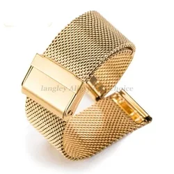 Sleek Milanese Stainless Steel Watch Band with Tool Pin - 22mm (Gold)