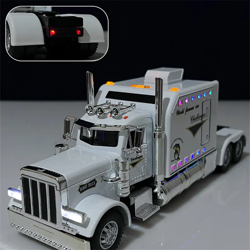 New 1/24 Alloy Trailer Truck Head Car Model Diecast Metal Container Truck Engineering Transport Vehicles Car Model Kids Toy Gift 5