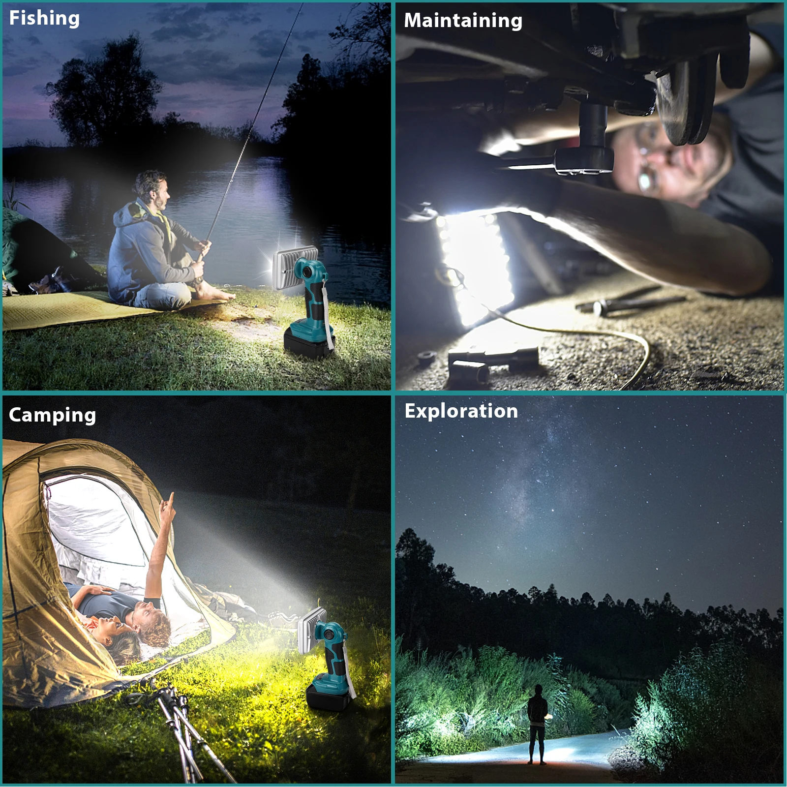 2000LM 18W Lantern Lamp 5 Inch Cordless LED Work Light For Makita/Dewalt/Milwauk