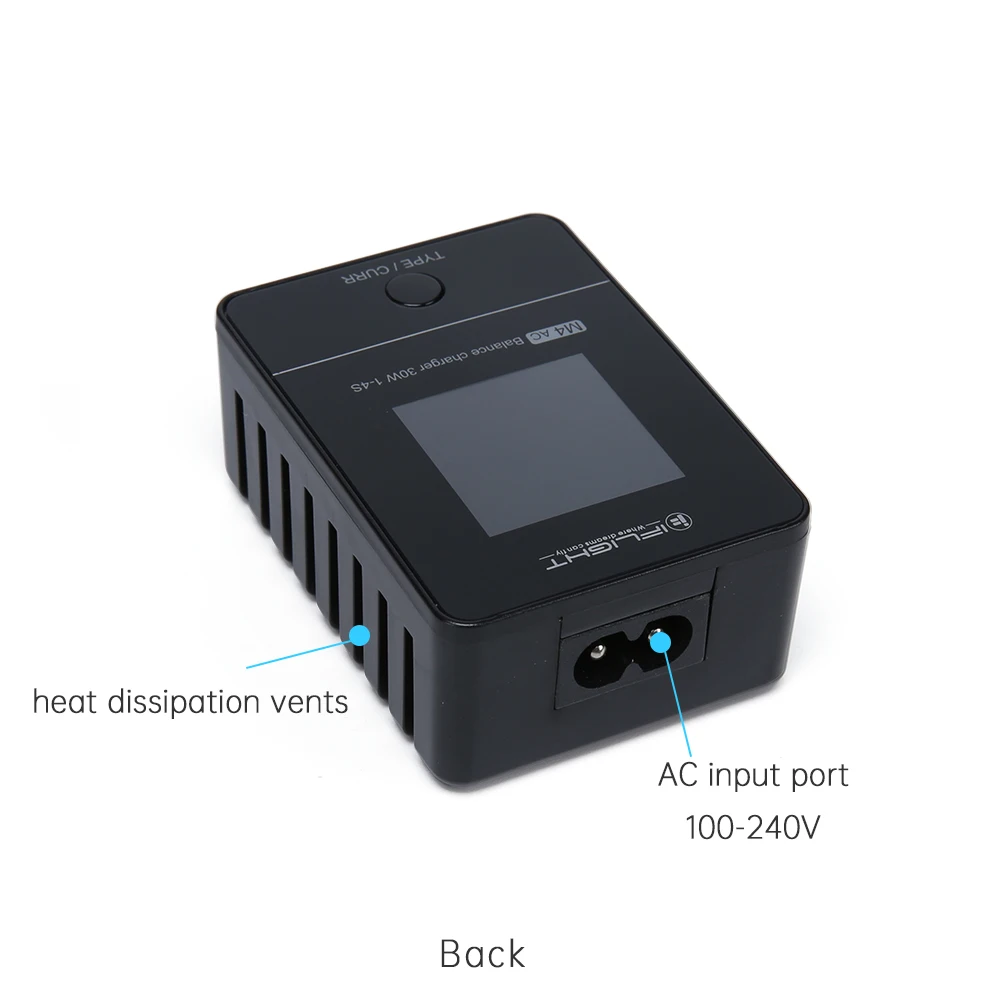 Chargeur ISDT Nano connecté à une batterie LiPo 4S via le câble d'équilibrage.