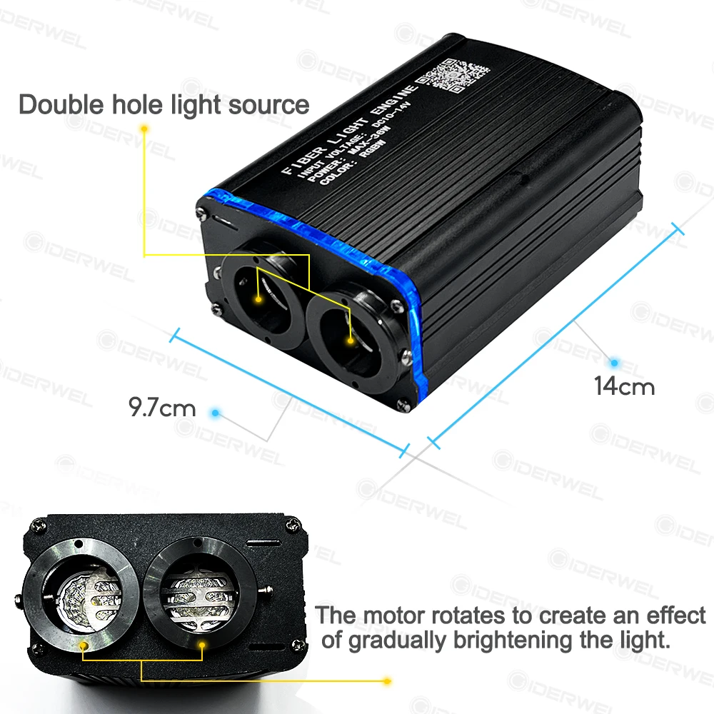 Twinkle LED Fiber Optic Lights Engine PRO Smart RGBW Double Head Source with Bluetooth APP & Music Control Theater Decorations