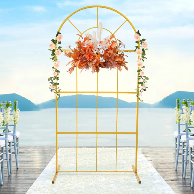 Gold Metal Arch Backdrop Stand Set – 7.2FT & 6FT Arches, Wedding Party Decor, With Crossbar For Stability