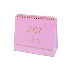 Monthly Desk Calendar with Spiral Binding and Foldable Stand (Pink)