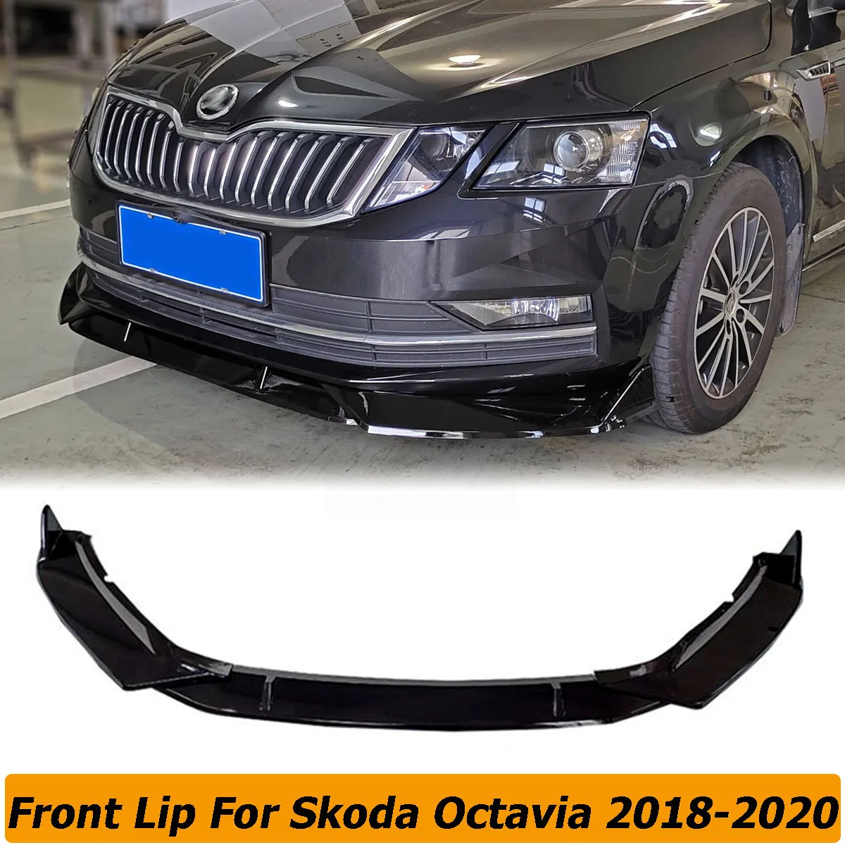 

3 шт. для Skoda Octavia 2018 2019 2020, передний бампер, бампер, спойлер, крышка, боковые разветвители, комплект кузова, дефлектор, защита, автомобильные аксессуары