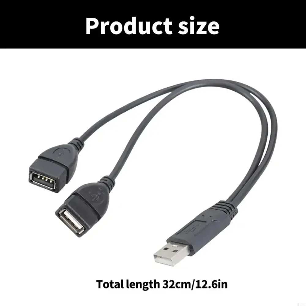 Dual-Port USB 2.0 Y Splitter Cable - Enhanced Data & Power Adapter